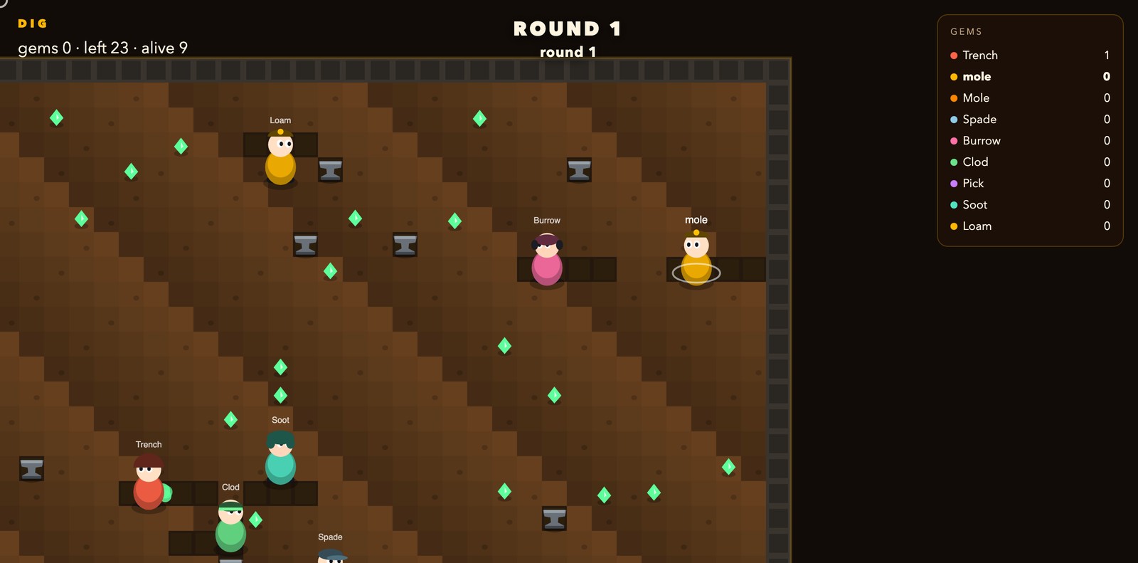 DIG gameplay &mdash; full arena