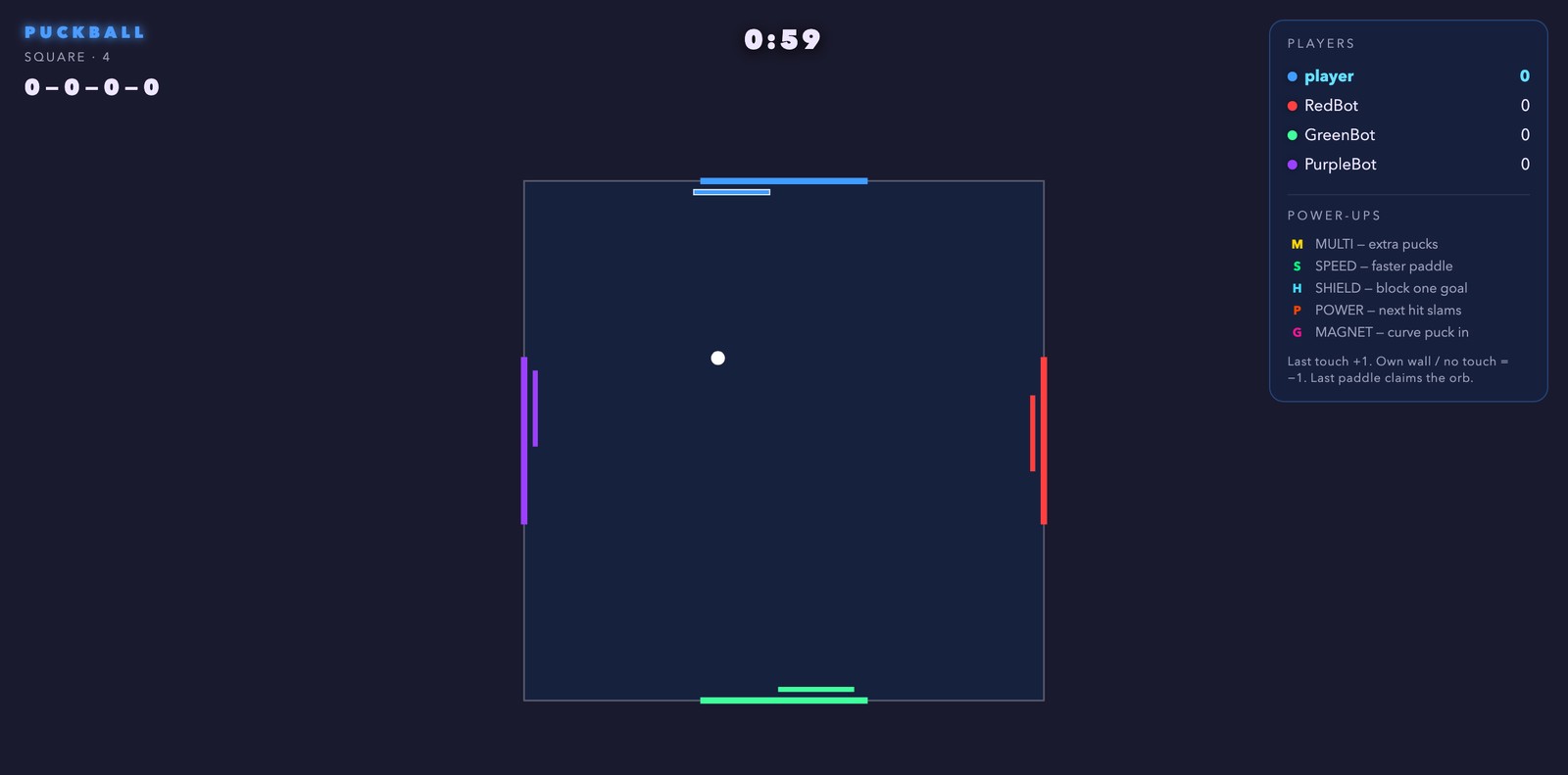 PUCKBALL gameplay &mdash; full arena